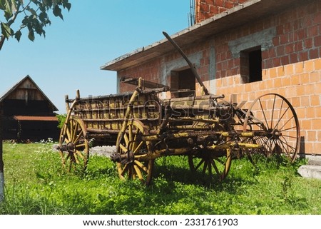 old farm tractor in rural Croatia village