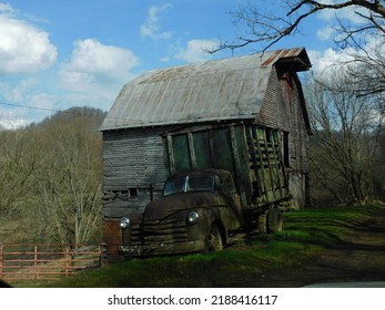 Old Farm Truck And Barn.