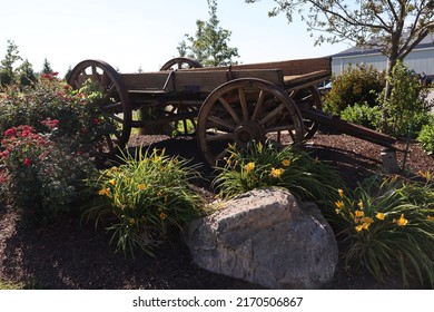 Old Farm Wagon Used As A Garden Planter