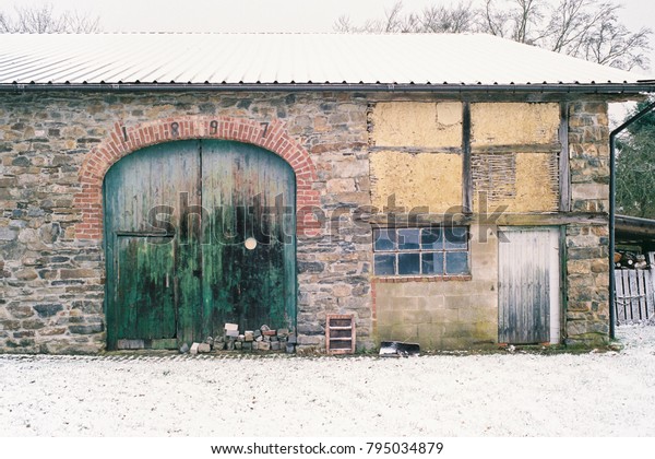 Old Farmhouse Green Barn Door Yellow Stock Photo Edit Now