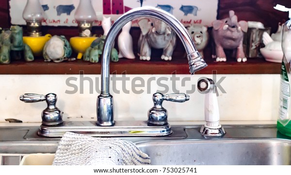 Old Farmhouse Kitchen Sink Faucet Water Stock Image Download Now