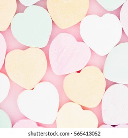 Old Fashion Pale Multi Colored Candy Heart Background