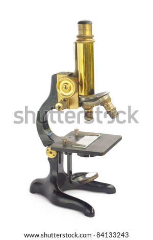 Old fashion (retro) microscope isolated on white background