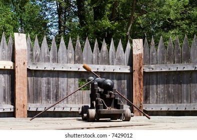 Old Fashioned Cannon In Jamestown, Virginia