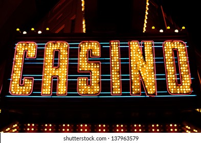 An Old Fashioned Casino Sign In The Downtown Area Of Las Vegas Nevada