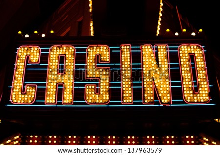 An old fashioned casino sign in the downtown area of Las Vegas Nevada