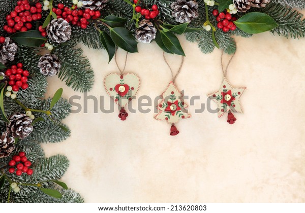 Old Fashioned Christmas Tree Decorations Winter Stock Photo Edit