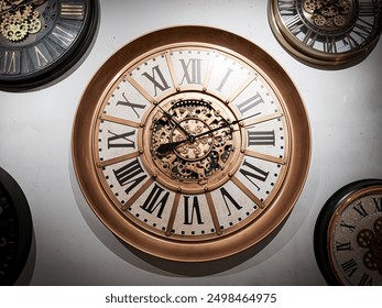 Old fashioned clock with visible center gears with vintage and retro style - Powered by Shutterstock