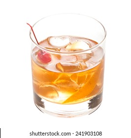 Old Fashioned Cocktail Isolated On White Background