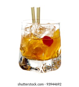 Old Fashioned Cocktail Isolated On White Background