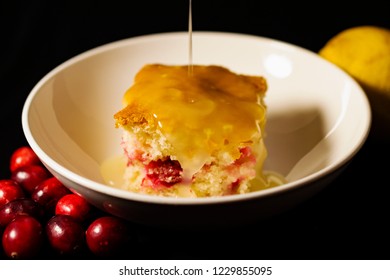 Old Fashioned Cranberry Cake With A Lemon Sauce