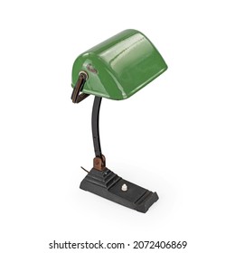 Old Fashioned Desk Lamp On White Background 