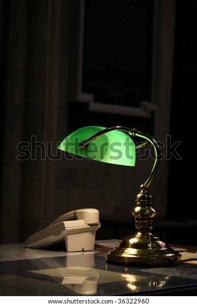Old Fashioned Desk Lamp Telephone On Stock Photo Edit Now 36322960