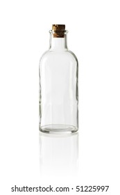 Old Fashioned Glass Bottle With Cork Stopper.