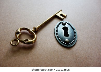 Old Fashioned Key And Fancy Lock                               