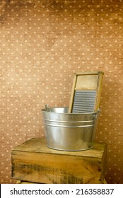 Old Fashioned Laundry Equipment - Washboard And Bucket