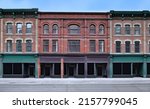 Old fashioned main street buildings with stores at ground level and apartments or offices above