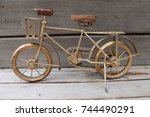 old fashioned pedal bicycle on kickstand
