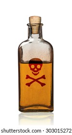 Old fashioned poison bottle, isolated, clipping path. 