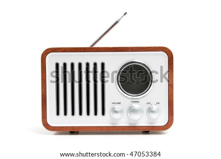 Old fashioned radio isolated on white background