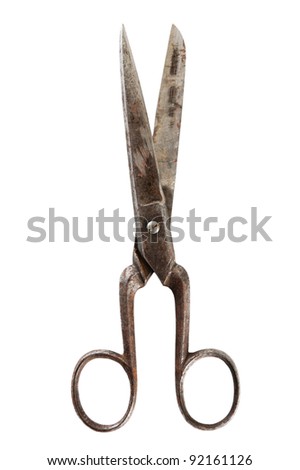 Old fashioned scissors  it is isolated on white
