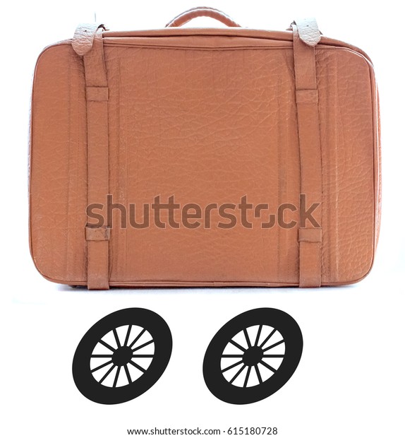 old style suitcase with wheels