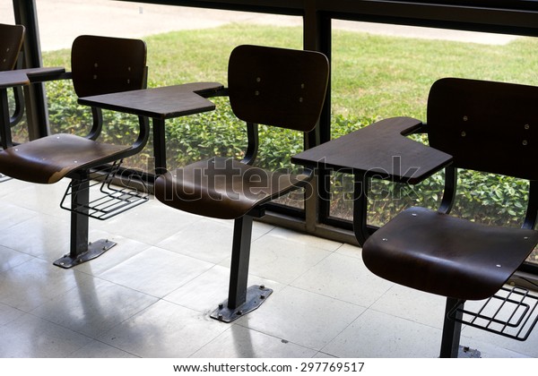 Old Fashioned Tabletarm Desk Chairs Classroom Stock Photo Edit