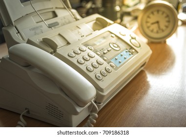 Old fax machine in office company on the table 