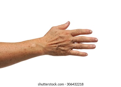 Old Female Hand Full Of Freckles