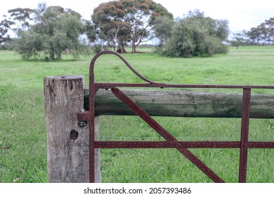 Old Fence Post And Iron Gate