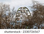 Old Ferris wheel seen in old Sacremento, California, USA