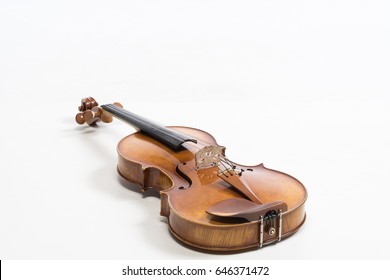 The Old Fiddle, Isolated On White Background. Viola, Instrument For Classical Music.