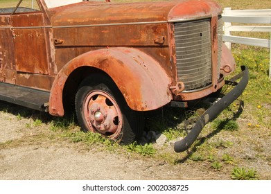 Old Fire Engine Rusting In A Field