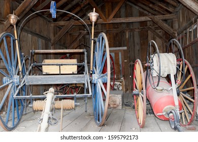 An Old Fire Station Inside Two Ancient Wagons Thy Used To Put Out The Fires.