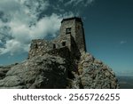 Old fire watch tower on top of the black elk mountain.