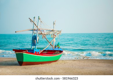 old fishing boat in the sea in Thailand