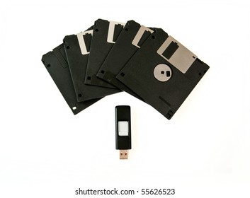 Old floppy discs and flash memory stick