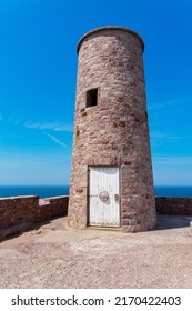 Old Foghorn Building At The End Of Cap Fréhel In Brittany.