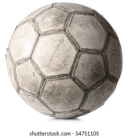 Old Football Ball Isolated On White