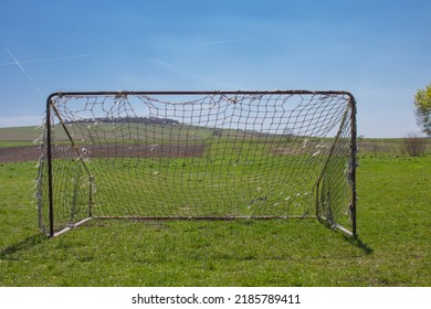 Old Football Gates,on The Football Field Without A Goal Keeper Old