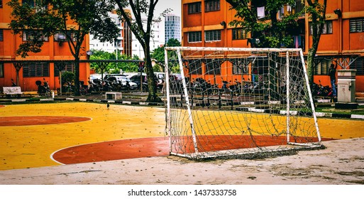 An old football goal in Kuala Lumpur. - Powered by Shutterstock