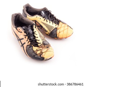 Old Football Shoes Isolated On White Background