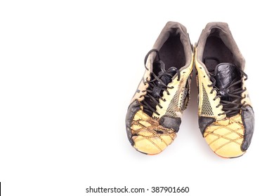 Old Football Shoes Isolated On White Background