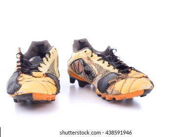 Old Football Shoes Isolated On White Background