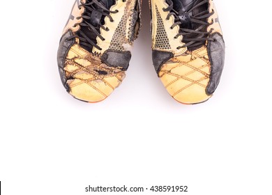 Old Football Shoes Isolated On White Background