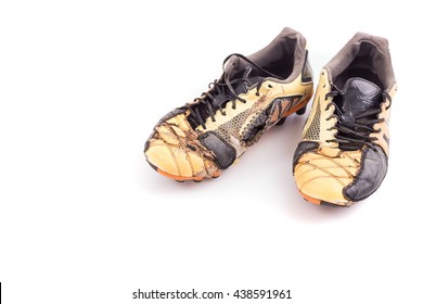 Old Football Shoes Isolated On White Background