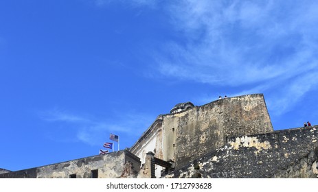 The Old Fort Of Castillo San Cristóbal In San Juan Puerto Rico. Ideal For Backgrounds And Tourism.