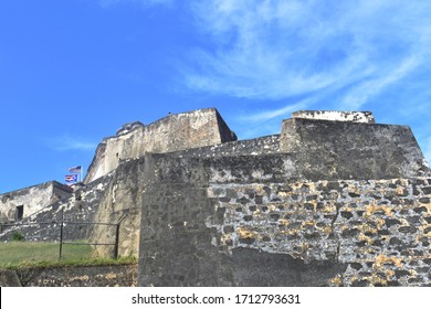 The Old Fort Of Castillo San Cristóbal In San Juan Puerto Rico. Ideal For Backgrounds And Tourism.