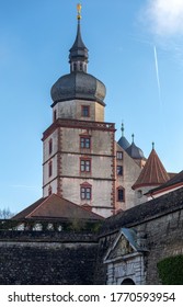 Old Fort Marienburg Over The City On A Sunny Morning. Wurzburg Bavaria Germany.