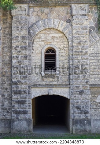 Old fort wall section with window and low ceilinged passage